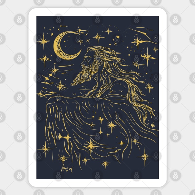 Celestial Zeus Over the Stars – Mythical God of the Heavens Magnet by TuncGK